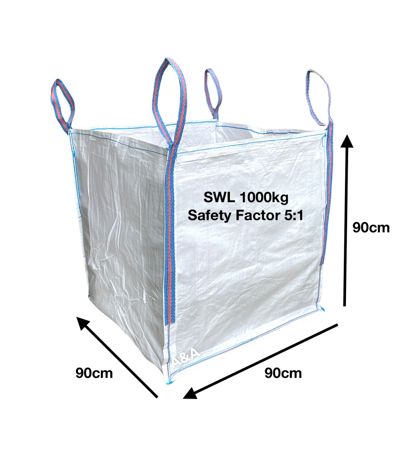 FIBC Bulk Builder Bag 90x90x90cm 1000kg Heavy Duty - A&A Supplies UK