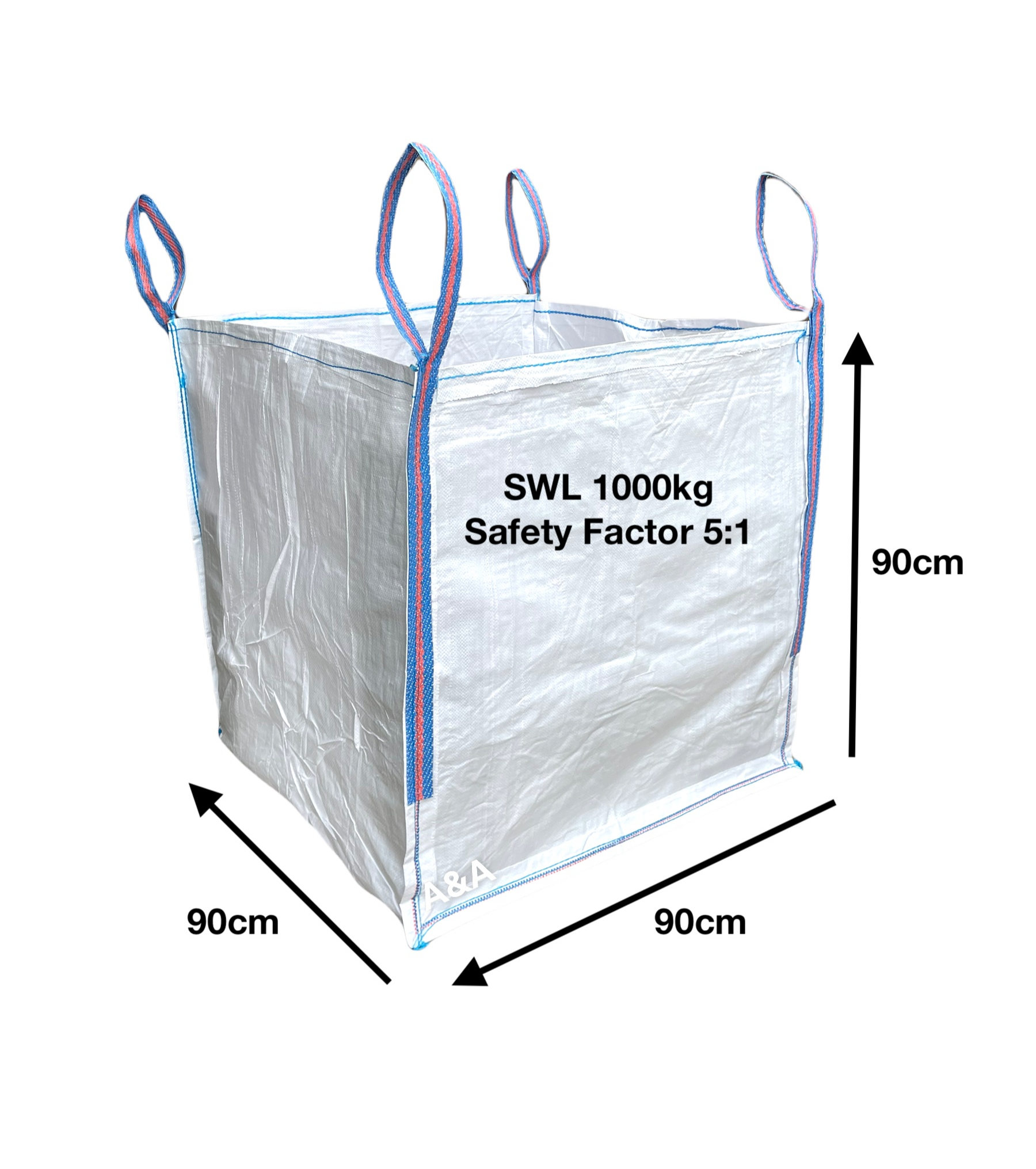 FIBC Bulk Builder Bag 90x90x90cm 1000kg Heavy Duty - A&A Supplies UK