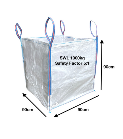 FIBC Bulk Builder Bag 90x90x90cm 1000kg Heavy Duty - A&A Supplies UK