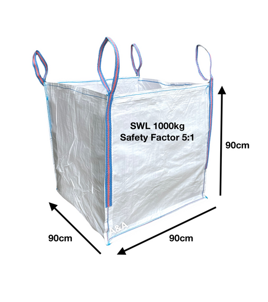 FIBC Bulk Builder Bag 90x90x90cm 1000kg Heavy Duty - A&A Supplies UK