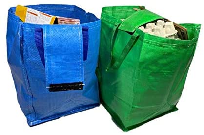 Green or Blue Recycling Bag 45x32x32cm 47L Heavy Duty with Top Flap - A&A Supplies UK